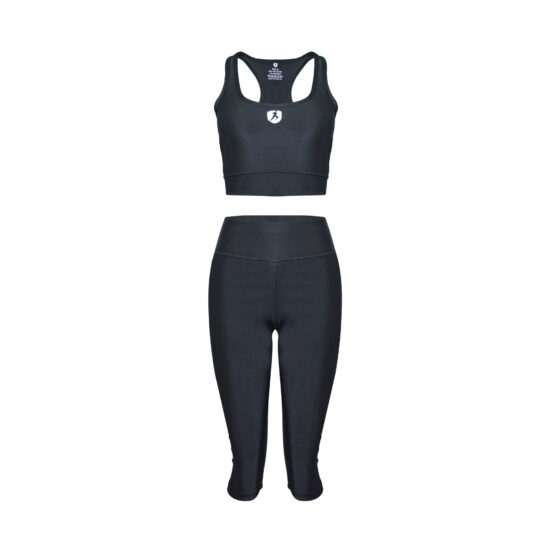 Sports Bra & 3/4 - Three Quarter Leggings Set - Black